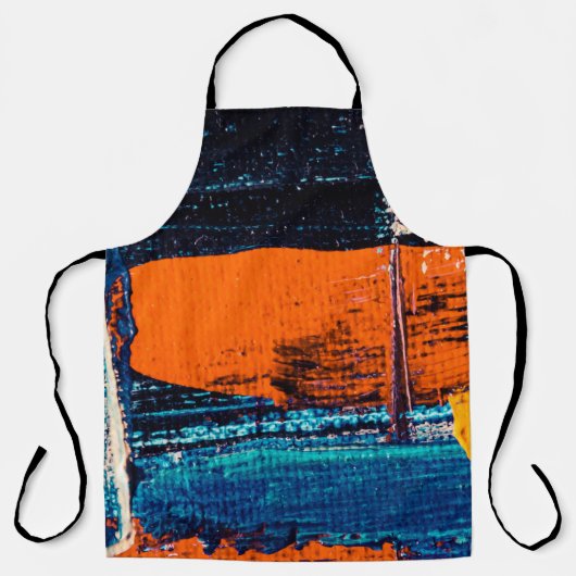 Blauw, rood en wit schilderij schort (Voorkant)