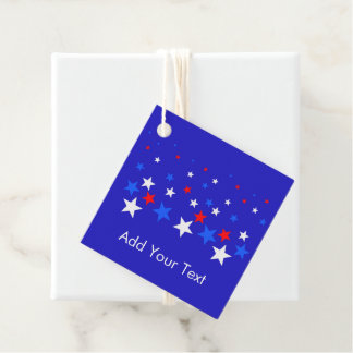 Blauw, rood en wit Star-patroon Bedankjes Labels
