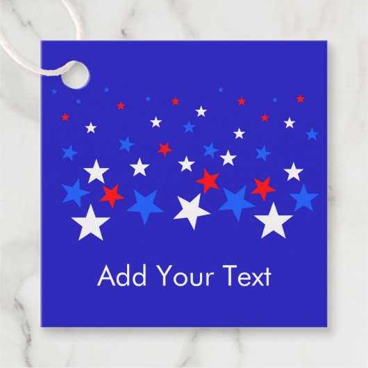 Blauw, rood en wit Star-patroon Bedankjes Labels (Voorkant)