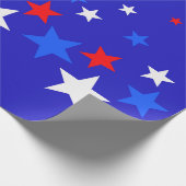 Blauw, rood en wit Star-patroon Cadeaupapier (Hoek)