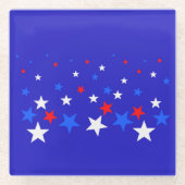 Blauw, rood en wit Star-patroon Glazen Onderzetter (Voorkant)