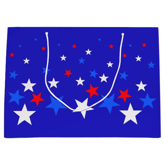 Blauw, rood en wit Star-patroon Groot Cadeauzakje (Voorkant)