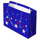 Blauw, rood en wit Star-patroon Groot Cadeauzakje (Achterkant Gekanteld)