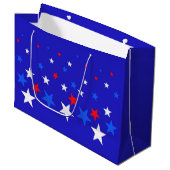 Blauw, rood en wit Star-patroon Groot Cadeauzakje (Voorkant Gekanteld)