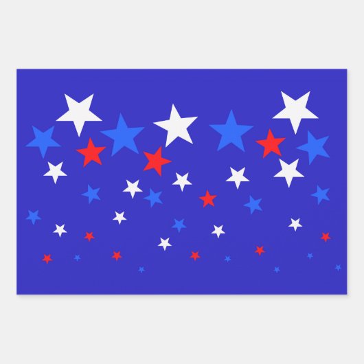 Blauw, rood en wit Star-patroon Inpakpapier Vel (Voorkant)