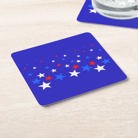 Blauw, rood en wit Star-patroon Kartonnen Onderzetters (Schuin)
