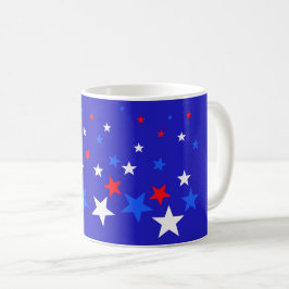 Blauw, rood en wit Star-patroon Koffiemok