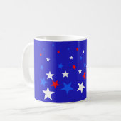 Blauw, rood en wit Star-patroon Koffiemok (Voorkant links)