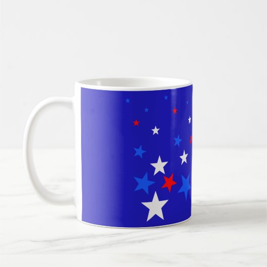 Blauw, rood en wit Star-patroon Koffiemok (Links)