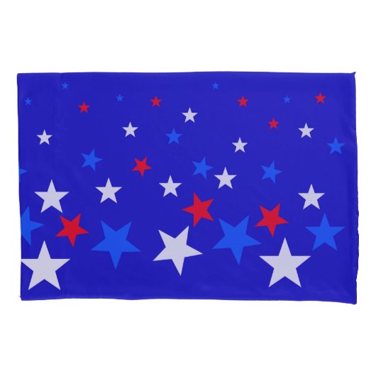 Blauw, rood en wit Star-patroon Kussensloop (Voorkant-Links)