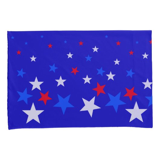 Blauw, rood en wit Star-patroon Kussensloop (Voorkant-Rechts)