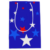 Blauw, rood en wit Star-patroon Medium Cadeauzakje (Voorkant)