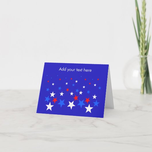 Blauw, rood en wit Star Patroon op maat Notitiekaartje (Voorkant)