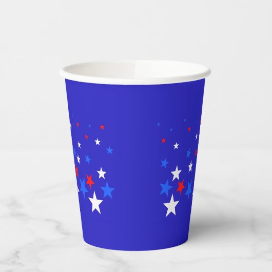 Blauw, rood en wit Star-patroon Papieren Bekers (Links)