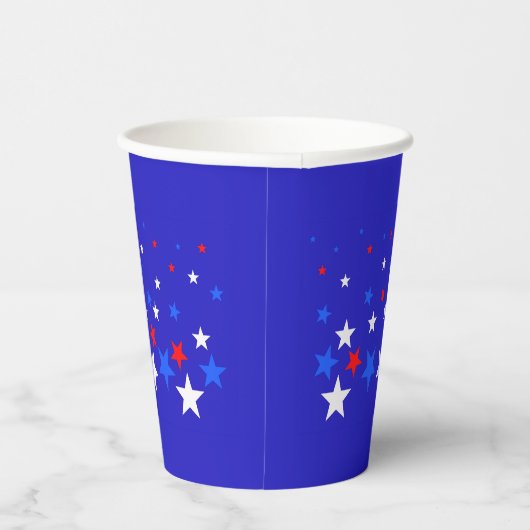 Blauw, rood en wit Star-patroon Papieren Bekers (Rechts)