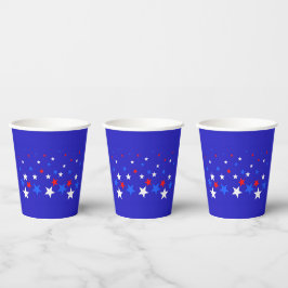 Blauw, rood en wit Star-patroon Papieren Bekers
