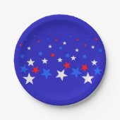 Blauw, rood en wit Star-patroon Papieren Bordje (Voorkant)