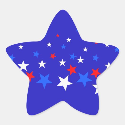 Blauw, rood en wit Star-patroon Ster Sticker (Voorkant)