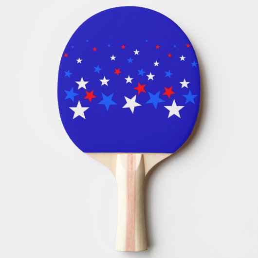 Blauw, rood en wit Star-patroon Tafeltennisbatje (Voorkant)