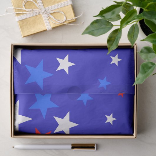 Blauw, rood en wit Star-patroon Tissuepapier (Geschenk)