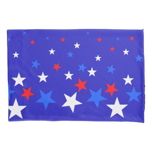Blauw, rood en wit sterpatroon kussensloop (Voorkant)
