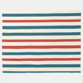 Blauw, Rood en Wit Streeppatroon Fleece Deken (Voorkant (Horizontaal))