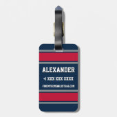 Blauw Rood en Zilver Football thema Bagagelabel (Achterkant verticaal)