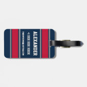 Blauw Rood en Zilver Football thema Bagagelabel (Achterkant horizontaal)