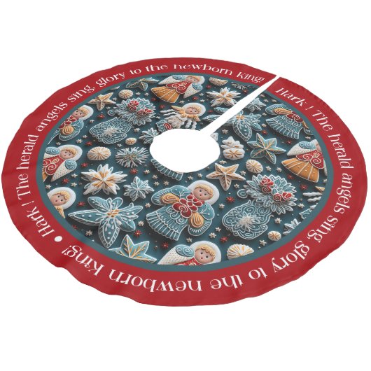 Blauw Rood Feestelijke Kerstengelen Kerstboom Rok (Gekanteld)