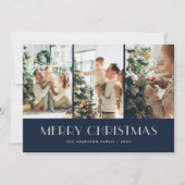 Blauw Rood Folk Botanische Vrolijk Kerstfeest Feestdagenkaart (Voorkant)