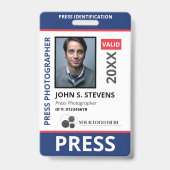 Blauw Rood Foto & Logo Druk ID Badge (Voorzijde)