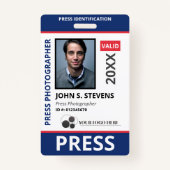Blauw Rood Foto & Logo Druk ID Badge (Voorkant)