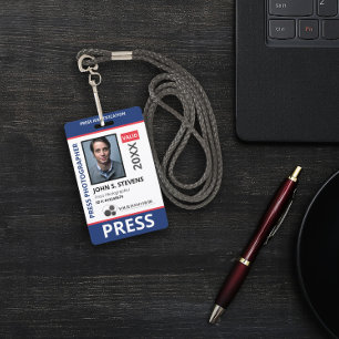 Blauw Rood Foto & Logo Druk ID Badge
