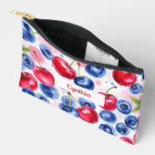 Blauw Rood Fruit Voedsel Patroon Berry Cherry Etui (Open)