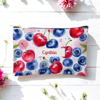 Blauw Rood Fruit Voedsel Patroon Berry Cherry Etui