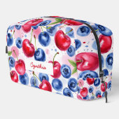 Blauw Rood Fruit Voedsel Patroon Berry Cherry Toilettasje (Rechterhoek)
