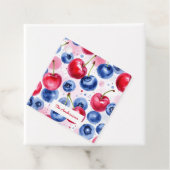 Blauw Rood Fruit Voedsel Waterverf Berry Cherry Bedankjes Labels (In situ)