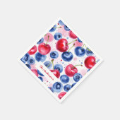 Blauw Rood Fruit Voedsel Waterverf Berry Cherry Servet (Hoek)