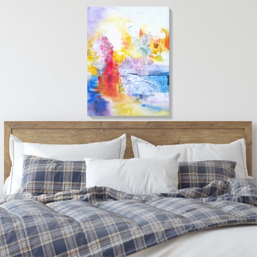 Blauw Rood Geel Abstract Kunstcanvas Canvas Afdruk (Insitu (Slaapkamer))