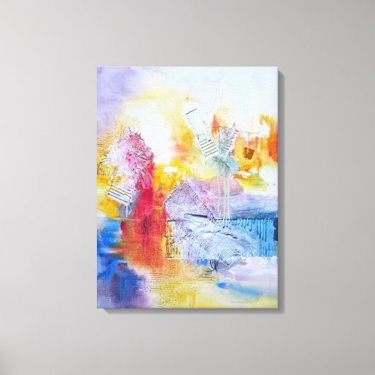 Blauw Rood Geel Abstract Kunstcanvas Canvas Afdruk (Voorkant)