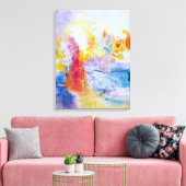 Blauw Rood Geel Abstract Kunstcanvas Canvas Afdruk (Insitu (Woonkamer))