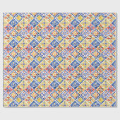 Blauw Rood Geel Bloemig Abstract Cinco de Mayo Cadeaupapier (Vlak)