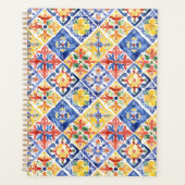 Blauw Rood Geel Bloemig Abstract Cinco de Mayo Planner (Voorkant)