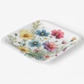 Blauw Rood Geel Bloemmotief Papieren Bordje (Gebogen)