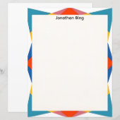 Blauw Rood Geel Geometrisch Schrijfpapier (Voorkant / Achterkant)