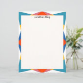 Blauw Rood Geel Geometrisch Schrijfpapier (Staand voorkant)