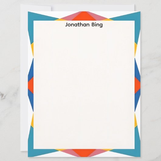 Blauw Rood Geel Geometrisch Schrijfpapier (Voorkant)