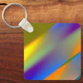 Blauw rood geel groen abstract patroontje oranjepu sleutelhanger (Voorkant)