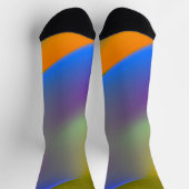 Blauw rood geel groen abstract patroontje oranjepu sokken (Top)