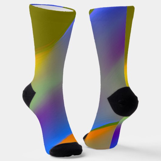 Blauw rood geel groen abstract patroontje oranjepu sokken (Gebogen)